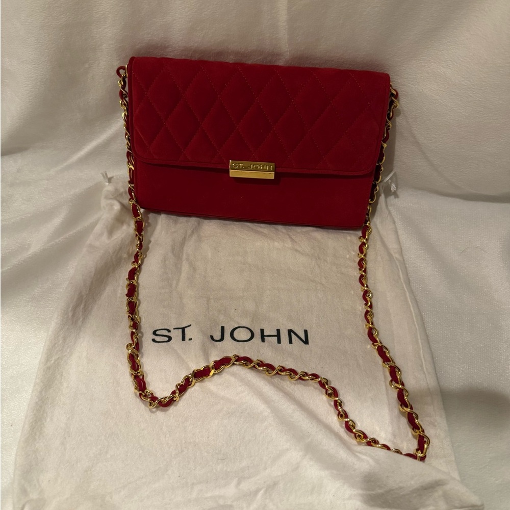 Vintage St. John Red Suede Bag